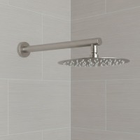 D113000000110BN Flow Верхня душова лійка d=250 мм з кронштейном, brushed nickel (1 сорт) Devit фото 1