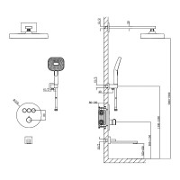 D117134011211C Flow Душова система прихованого монтажу для ванни/душу, на 3 споживачі, з термостатом Devit фото 2
