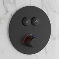 D114124010011BM Flow Змішувач на 2 споживачі з термостатом, для ванни/душу, прихованого монтажу, чор Devit фото 1
