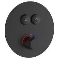 D114124010011BM Flow Змішувач на 2 споживачі з термостатом, для ванни/душу, прихованого монтажу, чор Devit фото 2