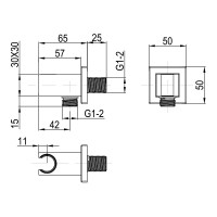 D113100000020BN Flow Підключення для душового шлангу з тримачем ручного душу, brushed nickel (1 сорт Devit фото 1