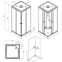 W94C-403-090BT X-Joy Square кабіна душова  90x90,  профіль мат.чорний, скло прозоре (1 сорт) AM.PM фото 2