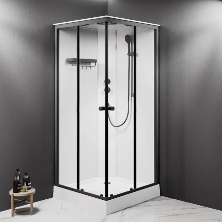 W94C-403-090BT X-Joy Square кабіна душова  90x90,  профіль мат.чорний, скло прозоре (1 сорт) AM.PM