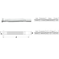022331 Гофра для сифонів під раковини, 800-370 мм, 1/4X32 (1 сорт) Devit фото 1