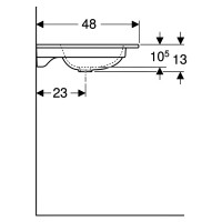 501.844.00.3 Вбудований умивальник Geberit iCon 75 см з тонким бортом, без отв. під зміш., без перел Geberit фото 3