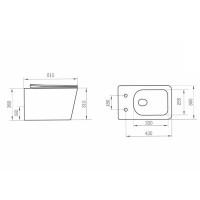DBS71051111W Balance Square Підвісний безобідковий унітаз з кришкою soft-close, Vortex Flush, білий  Devit фото 2