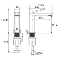 HB-GR5008BN Змішувач для раковини без донного клапану, кольору brushed nickel (1 сорт) Devit