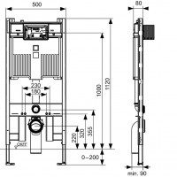 9300502 TECEprofil Модуль 8см для підвісного унітазу, бачок Octa II (прокл+редукція DN90/100+2шп М12 Tece фото 1