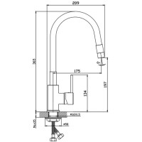 5417031 Nova Змішувач д/кухні з гнучким виливом, хром (1 сорт) Devit фото 1