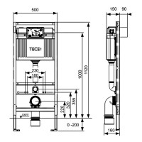 9300302 TECEprofil Модуль універсальний для підвісного унітазу, бачок Uni, висота 1120мм (1 сорт) Tece фото 1