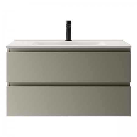 SPD BS 2C KDIC+LAV SKY IN CX R4К тумба з двома ящиками  L100 H55 P45, в кольорі  CEMENTO 127 з раков Berloni