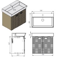 484060G Flow Тумба 60 з умивальником та ручками, сірий матовий (1 сорт) Devit фото 5