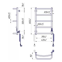 2.3.0313.10.P Рушникосушка Люкс НР-І  650х430/150 електр. TR К, Полір.нержавійка (1 сорт) Mario фото 1