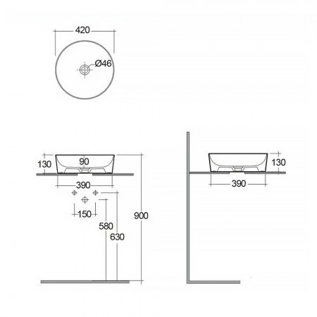 FEECT4200514A FEELING Раковина на стільницю, кругла, Matt Cappuccino, d 42см (1 сорт) RAK Ceramics