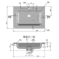 7764 Тумба Акцент (сірий мармур) з умивальником Альфа 60 см (консольна) (1 сорт) Аква Родос фото 1