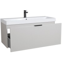 32211 Тумба Fabio (кашемір) з умивальником Fabio 100 см (консольна) ручка чорна (1 сорт) Аква Родос фото 4