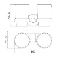 8128 (1852) GLORIA Склянка для зубних щіток подвійна, скло, хром (1 сорт) Аква Родос фото 1