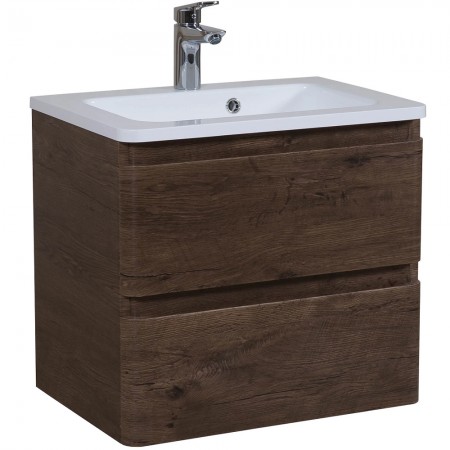 7682 Тумба Акцент (каштан) з умивальником Альфа 70 см (консольна) (1 сорт) Аква Родос