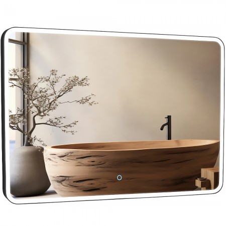 27444 Donato Дзеркало 100*70 см сенсор з підсвіткою, чорне (1 сорт) Аква Родос