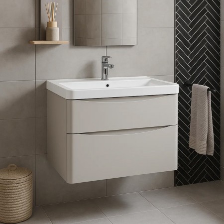 32228 Тумба Америна (кашемір) з умивальником Deep 90 см (консольна) (1 сорт) Аква Родос