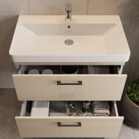 454080BE Urbanis Тумба 80 см з раковиною та чорними ручками, бежева (1 сорт) Devit фото 10