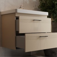 454080BE Urbanis Тумба 80 см з раковиною та чорними ручками, бежева (1 сорт) Devit фото 9