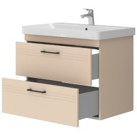 454080BE Urbanis Тумба 80 см з раковиною та чорними ручками, бежева (1 сорт) Devit фото 3