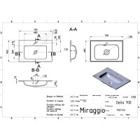 Раковина Della 700х450 врізний, колір білий, покриття глянець, з отв під змішувач + перелив (1 сорт) MIRAGGIO фото 1