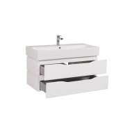 3969 ВЕНЕЦІЯ Тумба підвісна з раковиною-100 Пінто, біла (1 сорт) Аква Родос фото 1