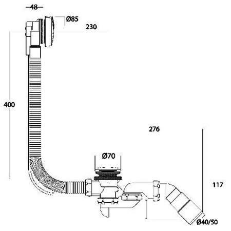 DEV015748 Сифон автомат для ванни зі зливом-переливом, хром (1 сорт) Devit