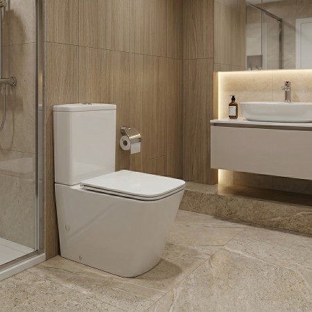 DFL2170211W Flow square Компакт 610x365x825мм з кришкою soft-close, Vortex Flush, білий глянець (1 с Devit