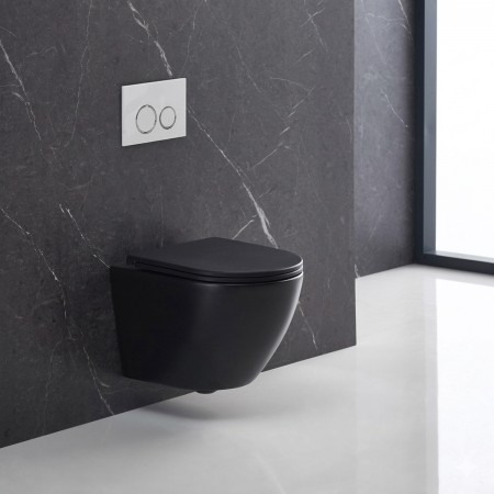 DFL0460111MB Flow Унітаз підвісний 495x365x365mm з кришкою soft-close, Vortex Flush, матовий чорний  Devit
