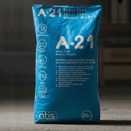 Клей для широкоформатних плит ATIS A-21 Maxi Flex 20кг (сірий) C2TE S2 (1 сорт) Atis
