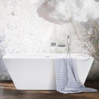 VAQUAWA/00 QUADRO WALL Ванна пристінна 160х76 см з литого (штучного) каменю, з інтегрованим сифоном, PAA фото 2