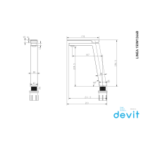 150W1246B LINEA Змішувач д/раковини високий, чорний матовий (1 сорт) Devit фото 1