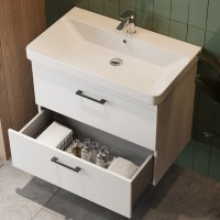 454080W Urbanis Тумба 80 см з раковиною та чорними ручками, біла (1 сорт) Devit фото 9