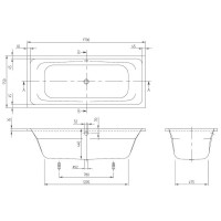 UBA170FRA2V-01 Targa Ванна 170x75см, білий (1 сорт) VILLEROY  BOCH