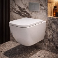 2030140 QUADRA Підвісний безобідковий унітаз з кришкою soft-close, білий глянець (1 сорт) Devit фото 3