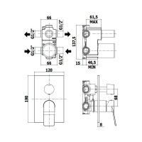 TI018ST/M TILT Вбудований змішувач для душу (2 виходи) (1 сорт) Paffoni фото 2