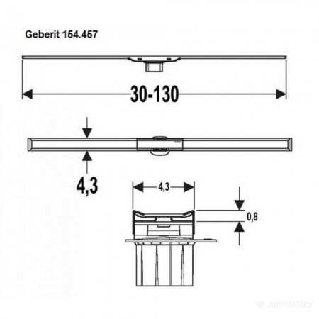 154.451.KS.1 CleanLine20 Кришка душового канала, L30-130см (1 сорт) Geberit промо