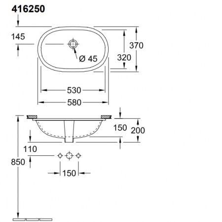 41625001 O.Novo Раковина 50 (1 сорт) VILLEROY  BOCH