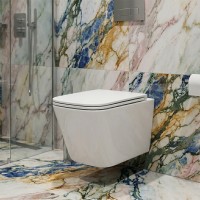 DFL0520111W Flow square Підвісний безобідковий унітаз з кришкою soft-close, Vortex Flush, білий глян Devit
