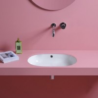 LIL4457001 OVALE 59 умивальник круглий, під стільницю з переливом 59x44,5x h 20 cm, білий (1 сорт) Olympia