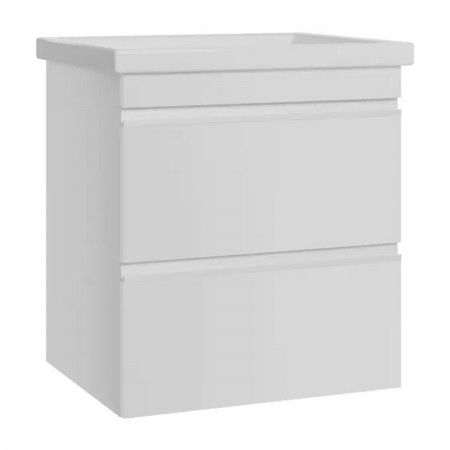 753055W FRAME Біла глянцева тумба 55см з раковиною та сифоном (1 сорт) Devit