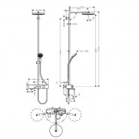 24230000 HG Pulsify Душова система Showerpipe 260 1jet з термостатом для ванни ShowerTablet 400, хро HANSGROHE