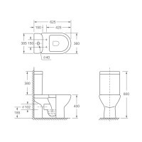 3020147 Basic Round Унітаз-компакт безобідковий з кришкою soft-close, білий (1 сорт) Devit фото 3