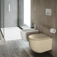 B.K1, B.WCSBLV+ B.CWBLRF Bull Унітаз підвісний безобідковий з кришкою, Beige Nuance (1 сорт) SDR