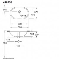 41625001 O.Novo Раковина 50 (1 сорт) VILLEROY  BOCH