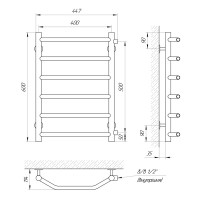 71207595 Полотенцесушитель водяной Laris Виктория бок. подкл. П6 400 х 600 б/п 1/2&quot; мц Laris фото 5