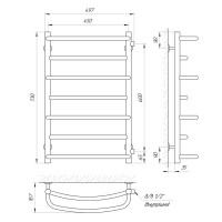 71207366 Полотенцесушитель водяной Laris Евромикс П7 450 х 700 б/п 1/2&quot; мц 600 Laris фото 1